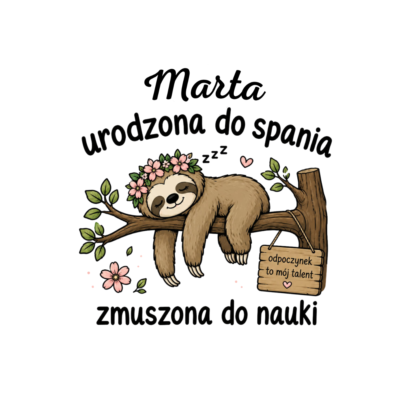 29 Kubek z dowolnym imieniem "Urodzona do spania- zmuszona do nauki"