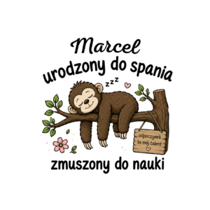 Kubek z dowolnym imieniem "Urodzony do spania- zmuszony do nauki"