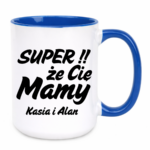 Kubek z dowolnymi imionami "Super, że cię mamy!"