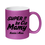 Kubek z dowolnymi imionami "Super, że cię mamy!"