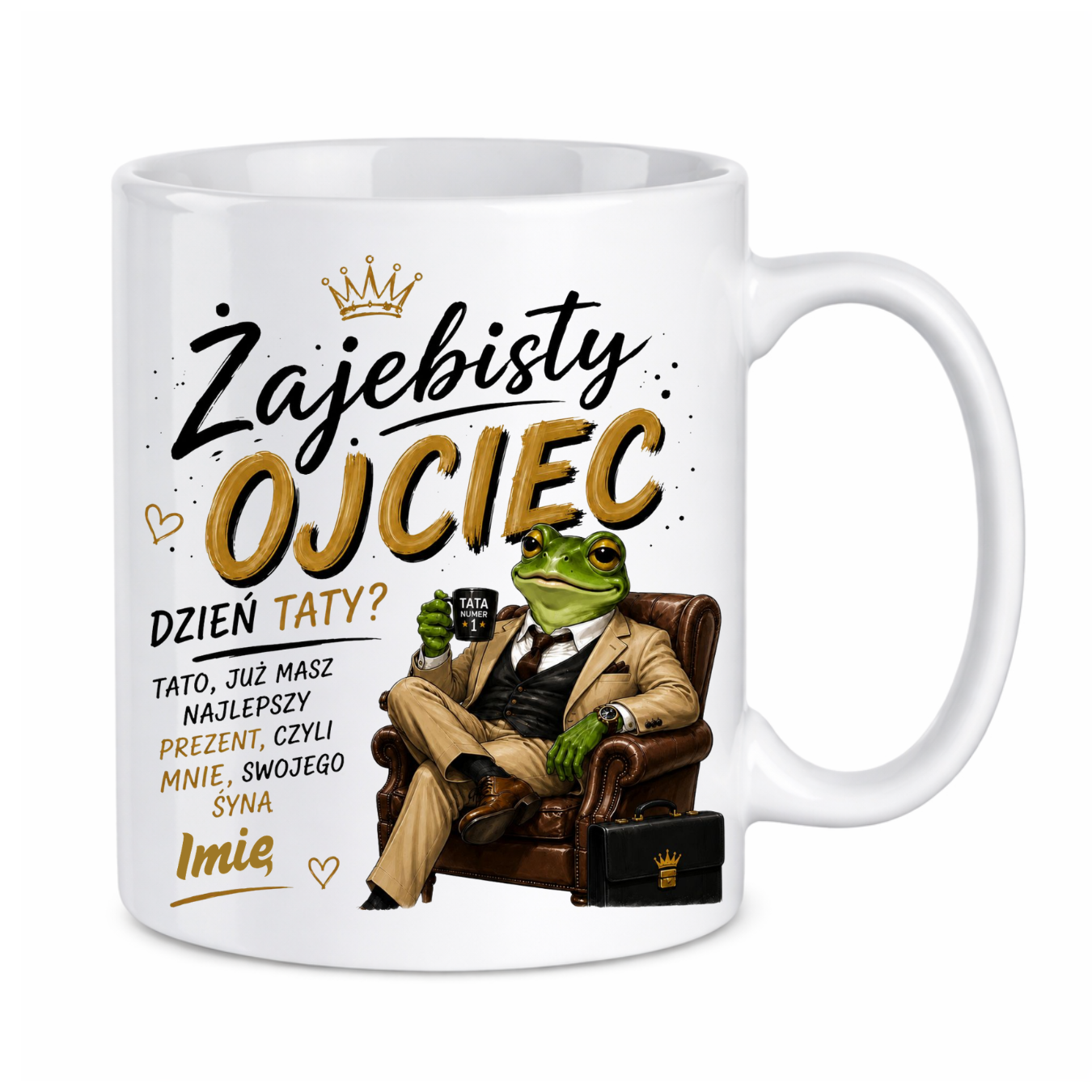 Kubek z dowolnym imieniem syna "Żajebisty ojciec"