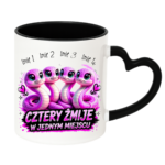 Kubek z dowolnymi imionami "Cztery żmije w jednym miejscu"
