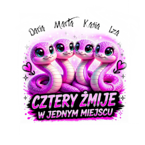 Kubek z dowolnymi imionami "Cztery żmije w jednym miejscu"