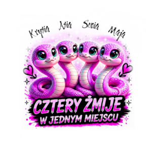 Kubek z dowolnymi imionami "Cztery żmije w jednym miejscu"
