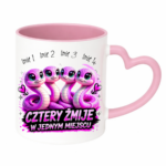 Kubek z dowolnymi imionami "Cztery żmije w jednym miejscu"
