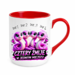 Kubek z dowolnymi imionami "Cztery żmije w jednym miejscu"