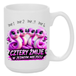 Kubek z dowolnymi imionami "Cztery żmije w jednym miejscu"