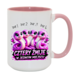 Kubek z dowolnymi imionami "Cztery żmije w jednym miejscu"