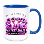 Kubek z dowolnymi imionami "Cztery żmije w jednym miejscu"
