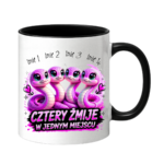 Kubek z dowolnymi imionami "Cztery żmije w jednym miejscu"